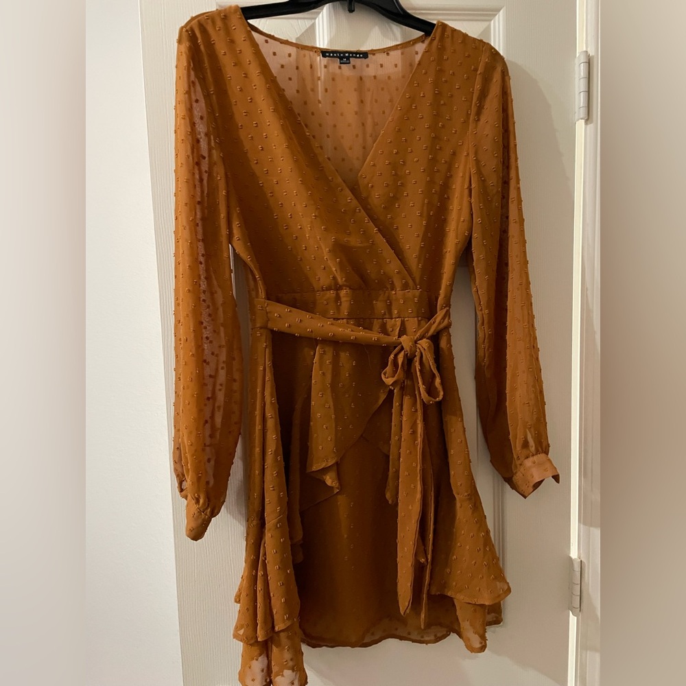 Haute Monde Mustard Wrap Dress Size Medium M